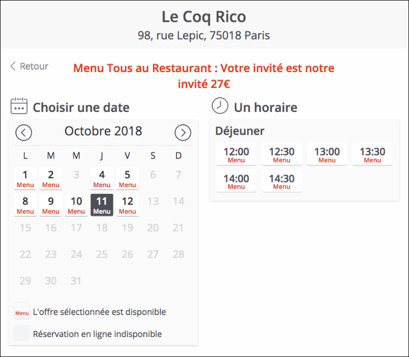 Date Tous au Restaurant 2018