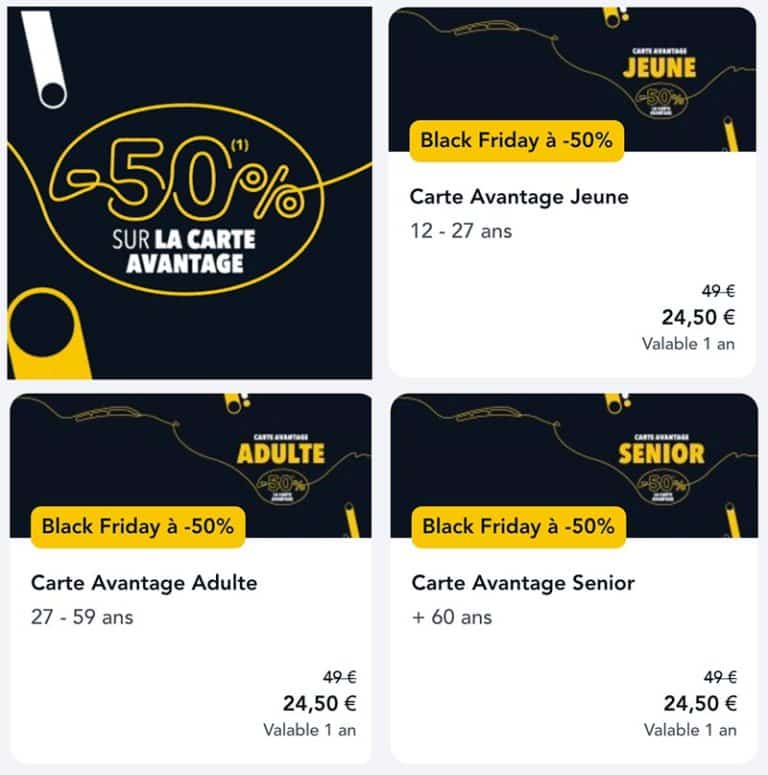 SNCF Carte Avantage Black Friday Promo à 50